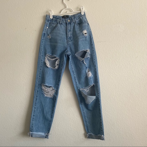 wash riot high rise ripped mom rigid jean - Picture 2 of 11